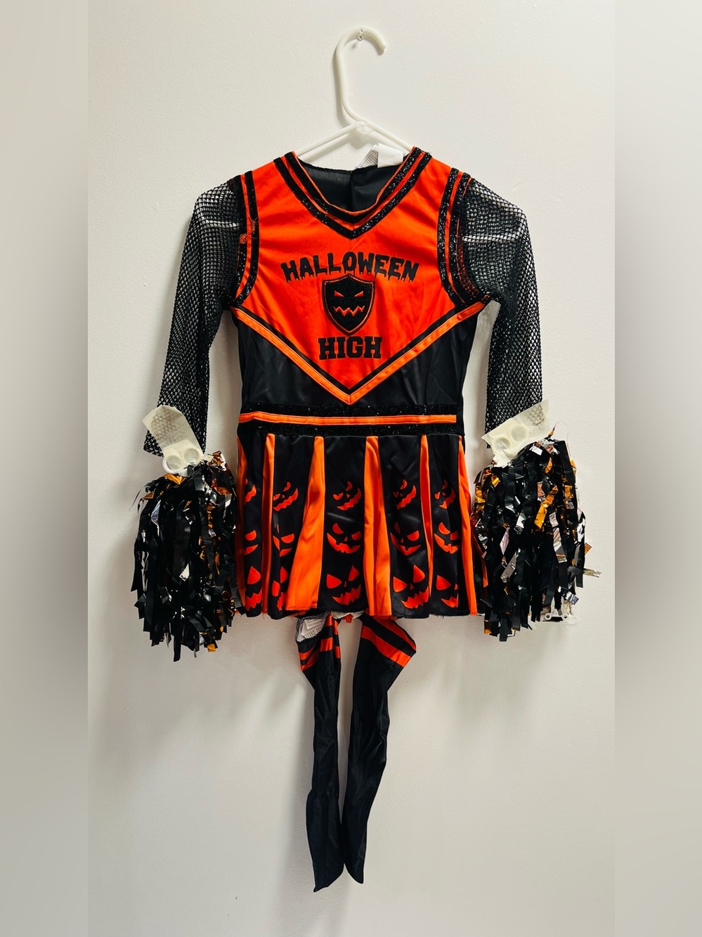 Halloween High Orange & Black Cheerleader Costume for Kids